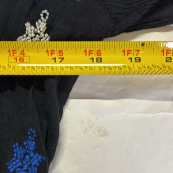 Free People Stargazer Black and Blue Mini Dress embroidered lightweight boho M - Picture 13 of 13